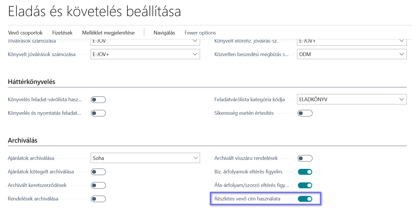 Eladás és követelés beállítása