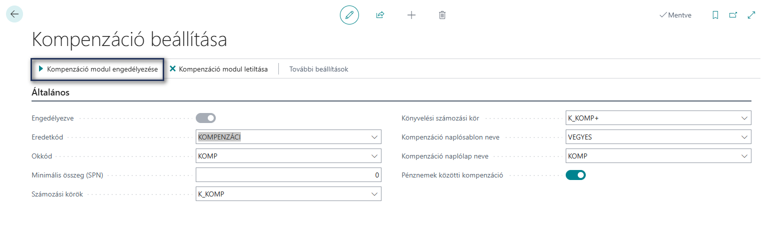 Kompenzáció beállítása