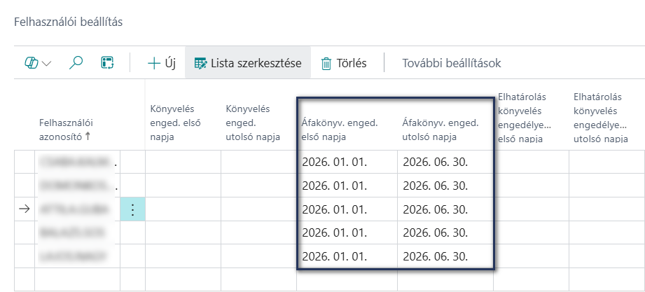 Felhasználó beállítása