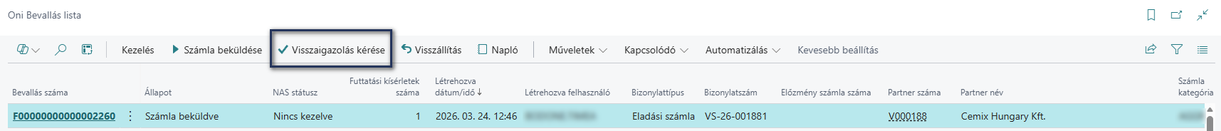 ONI Bevallás lista