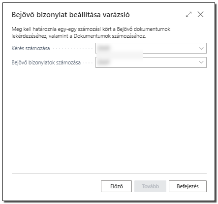 Bejövő bizonylat beállítás