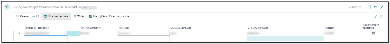 Bejövő bizonylat beállítás
