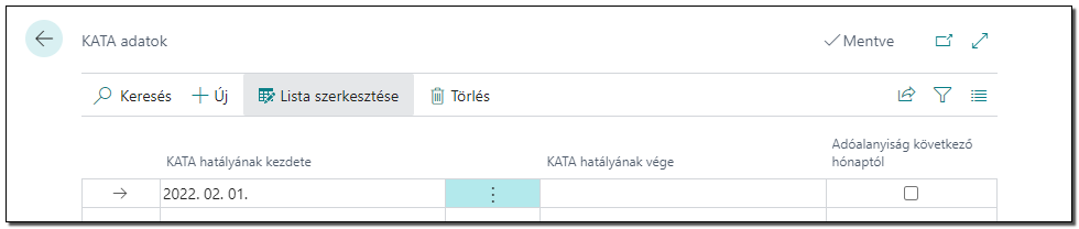 Kata adatok