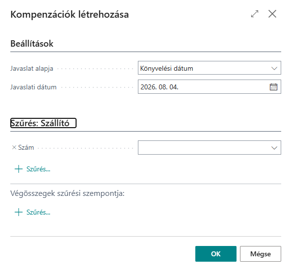 Kompenzáció létrehozása