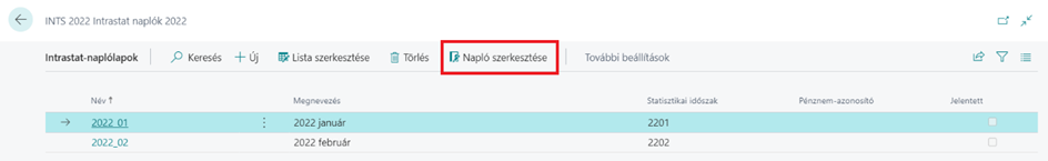 Intrastat naplók