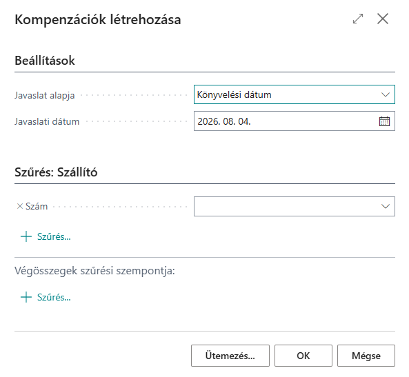 Kompenzációk létrehozása