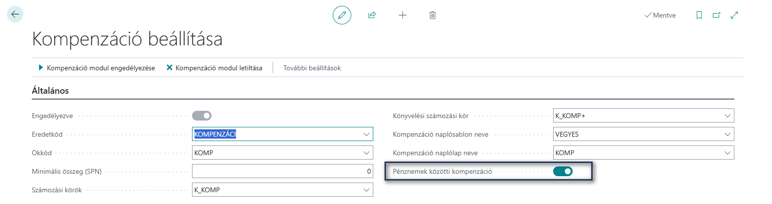 Kompenzáció beállítása