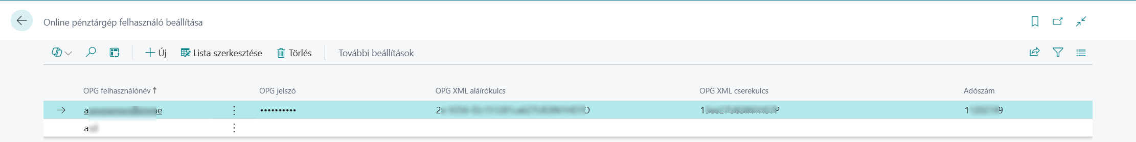 Online pénztárgép felhasználó beállítása