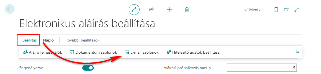 E-mail sablonok megnyitása