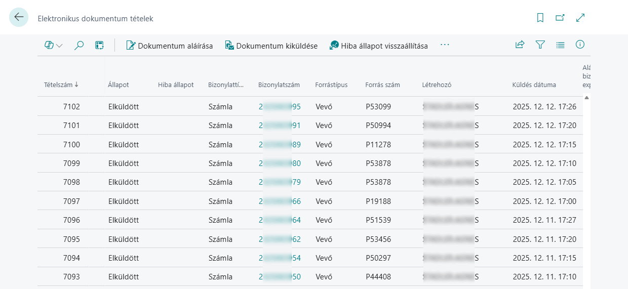 Elektronikus dokumentum tételek