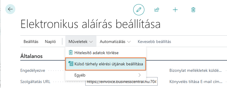 Külső tároló mappa beállítása