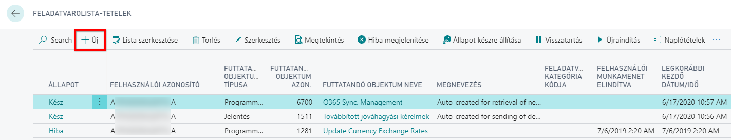 Új feladatvárólista bejegyzés létrehozása