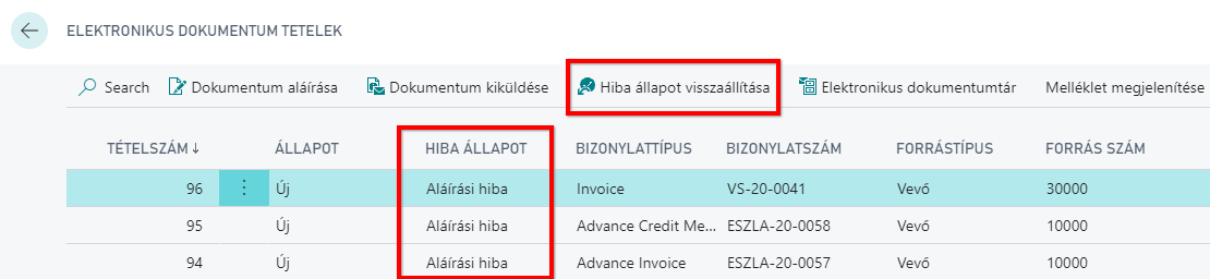 Hiba állapot visszaállítása