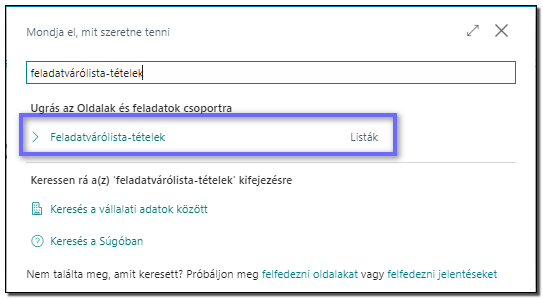 Feladatvárólista tételek