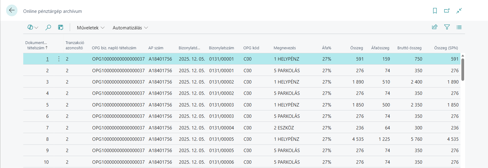Naplók könyvelése