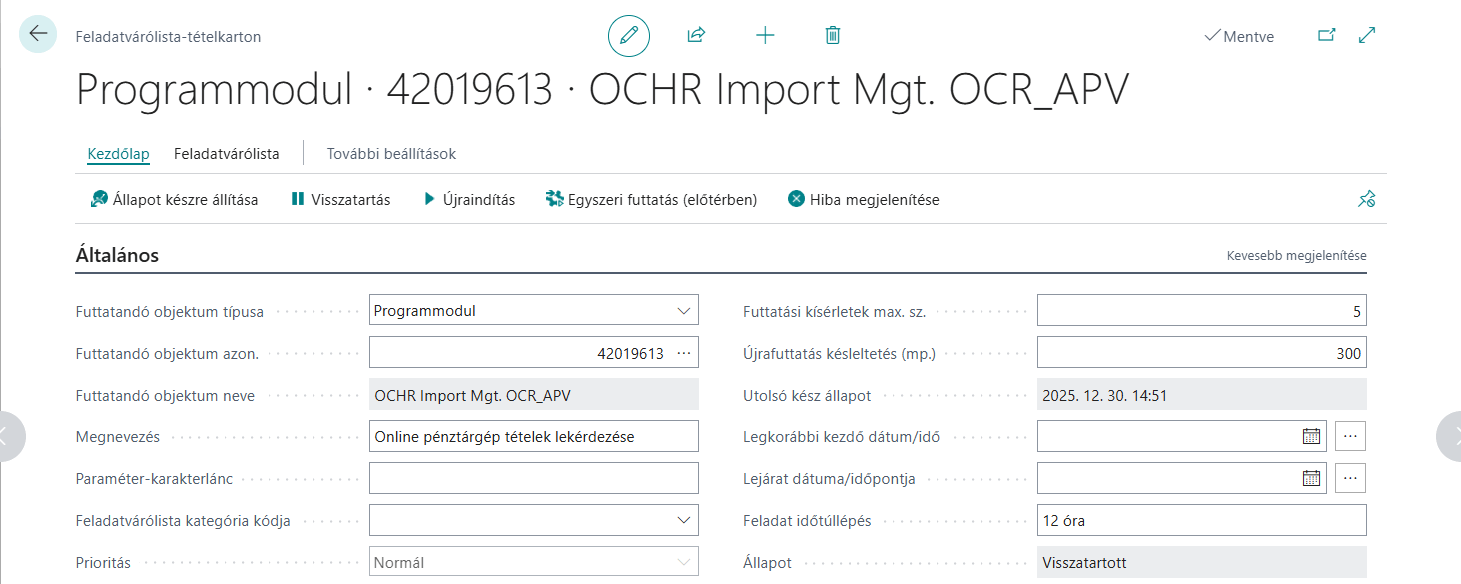 Feladatvárólista beállítása