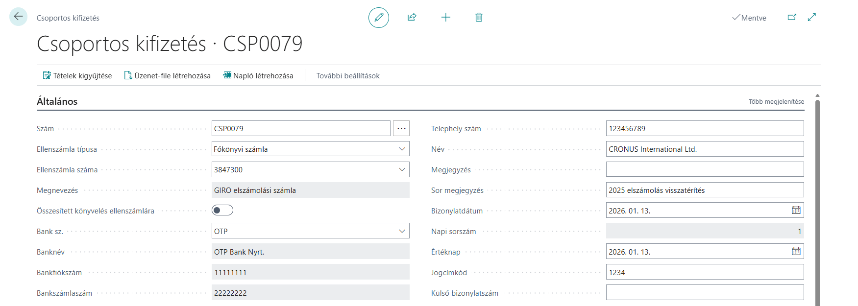 Csoportos kifizetés létrehozása