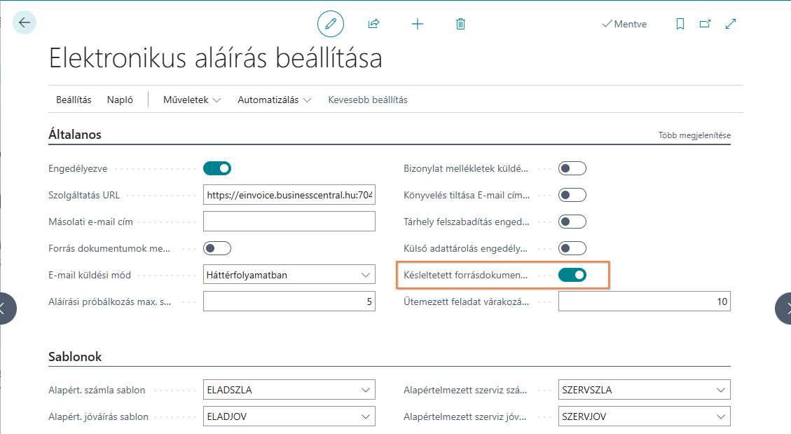 Késleltetett forrásdokumentum-létrehozás mező